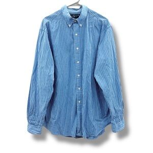 Ralph Lauren Classic Fit Blue & White Long Sleeve Button-Down Shirt Sz XL / 17.5